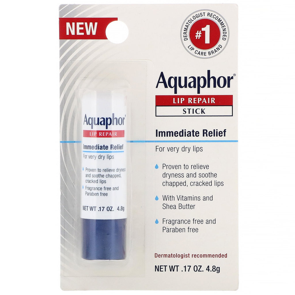 Aquaphor, Lip Repair, Stick, Øjeblikkelig lindring, Duftfri, 1 Stick, 0,17 oz (4,8 g)