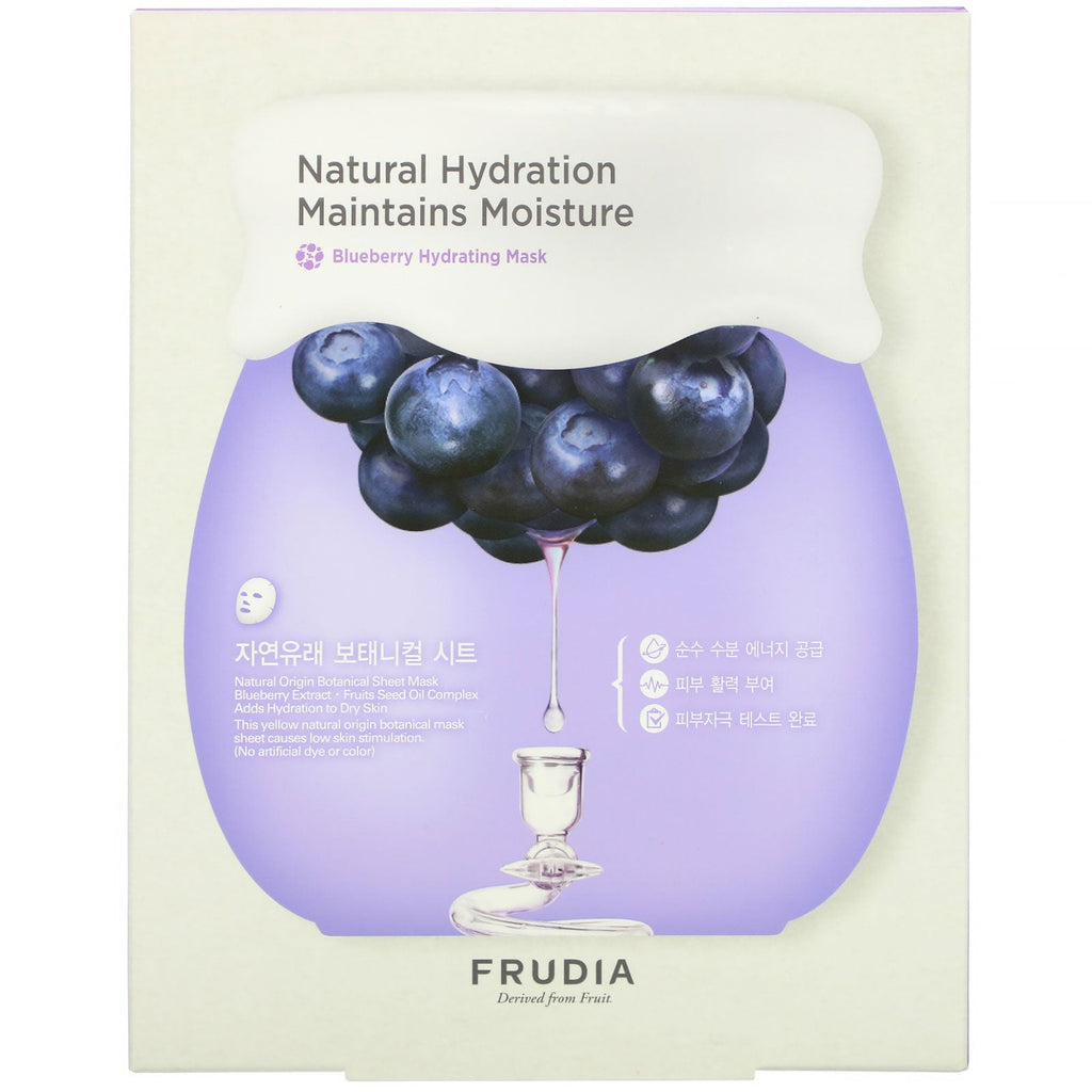 Frudia, Natural Hydration Maintains Moisture, Blueberry Hydrating Mask, 5 Sheets, 0.91 oz (27 ml) Each