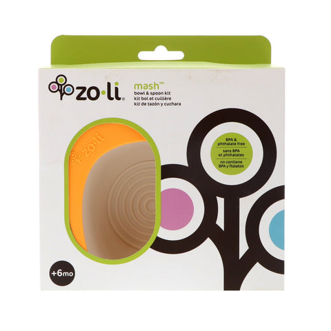 Zoli, Mash, Bowl & Spoon Kit, +6mo, Orange, 1 Bowl + 1 Spoon