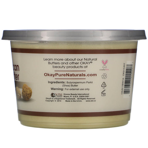 Okay Pure Naturals, Manteca de karité africana, Blanco suave, 13 oz (368 g)