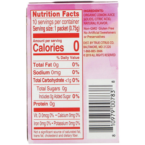 True Citrus, True Lemon, Fruit Infusion, Lemon Raspberry, 10 Packets, .26 oz (7.5 g)