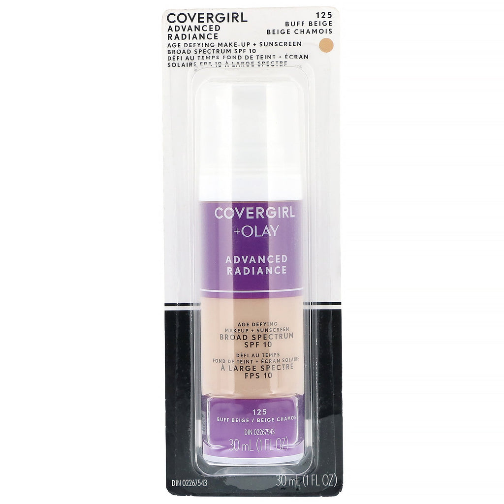 Covergirl, Olay Advanced Radiance, Age-Defying Makeup, SPF 10, 125 Buff Beige, 1 fl oz (30 ml)