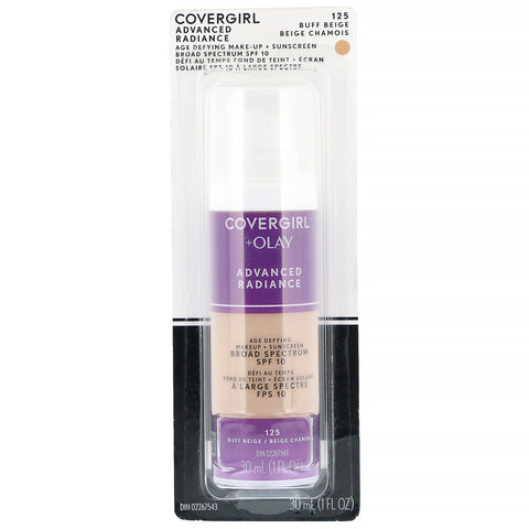 Covergirl, Olay Advanced Radiance, Age-Defying Makeup, SPF 10, 125 Buff Beige, 1 fl oz (30 ml)