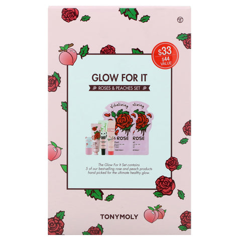 Tony Moly, Glow For It, Roses & Peaches Set, 6 Piece Set