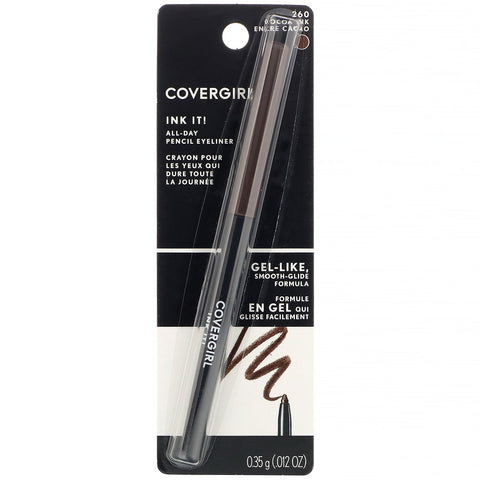 Covergirl, ¡Entinta! Delineador de ojos en lápiz para todo el día, 260 tinta cacao, 0,35 g (0,012 oz)