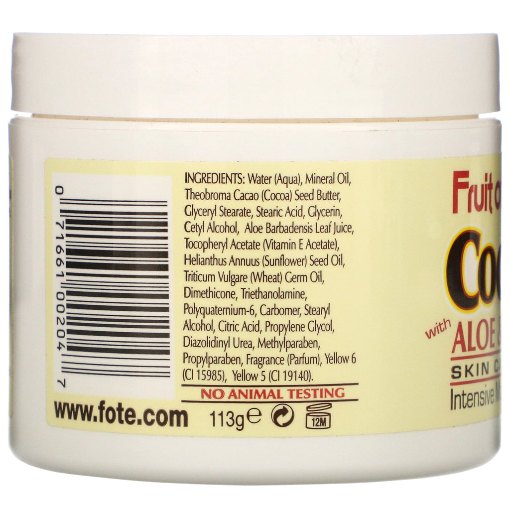 Fruit of the Earth, manteca de cacao con aloe y vitamina E, 4 oz (113 g)