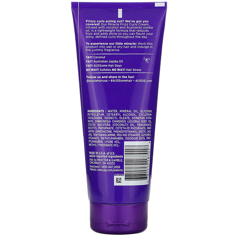 Aussie, Miracle Curls, crema para controlar el frizz, aceite de coco y jojoba australiano, 6,8 oz (193 g)