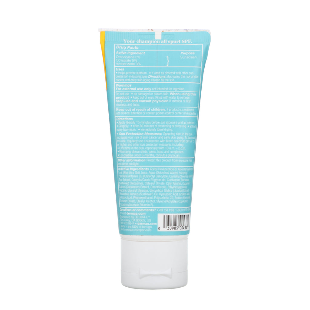 Derma E, All Sport Performance Face Sunscreen, SPF 30, Cooling Aloe & Cucumber, 2 fl oz (59 ml)