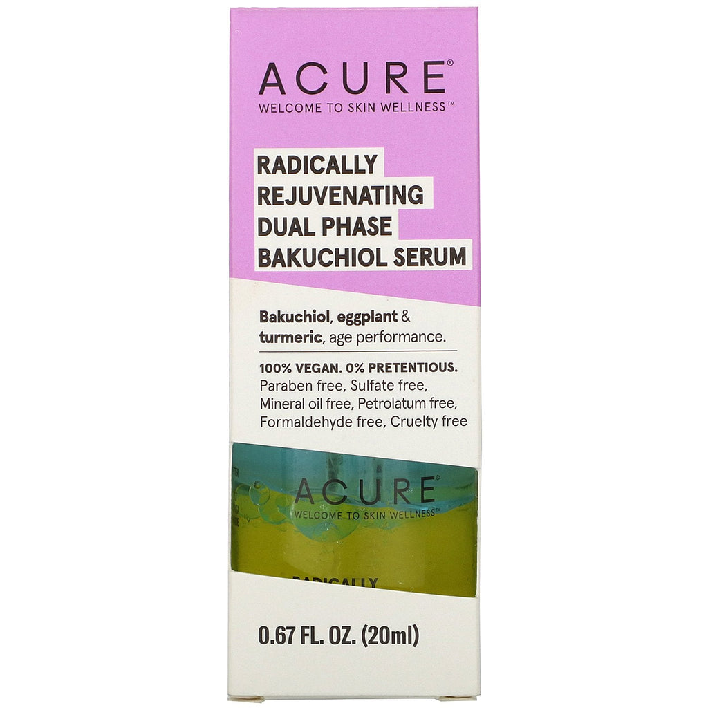 Acure, suero de bakuchiol de fase dual radicalmente rejuvenecedor, 20 ml (0,67 oz. líq.)