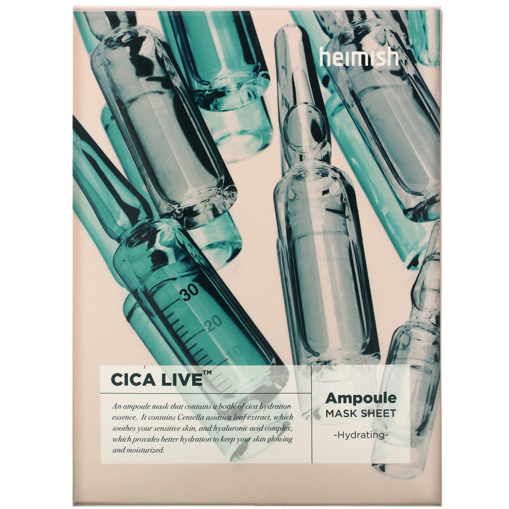 Heimish, Cica Live, Ampul Beauty Mask Sheet, 5 ark, 30 ml hver