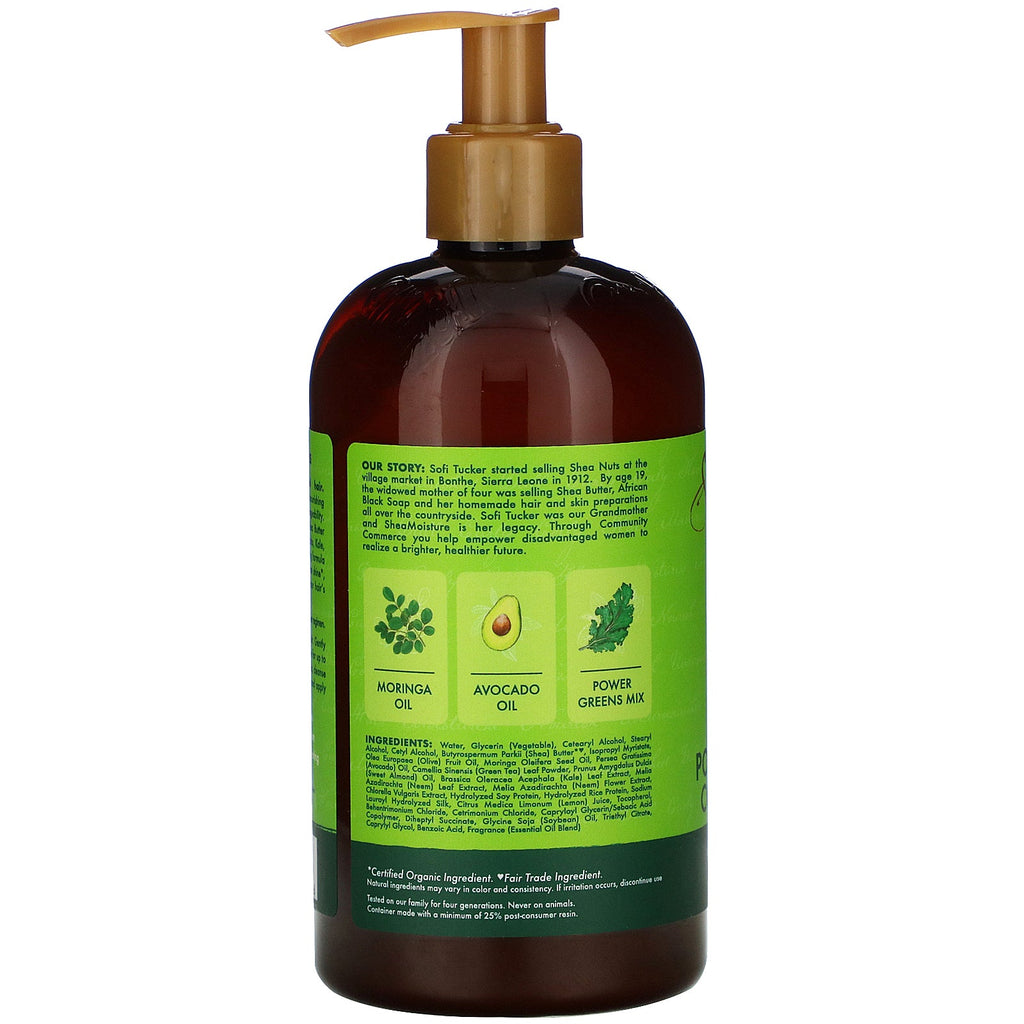 SheaMoisture, Acondicionador Power Greens, moringa y aguacate, 13 fl oz (384 ml)