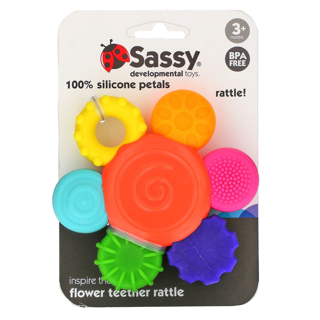 Sassy, ​​Inspire The Senses, Flower Teether Rattle, 3+ måneder, 1 tælling