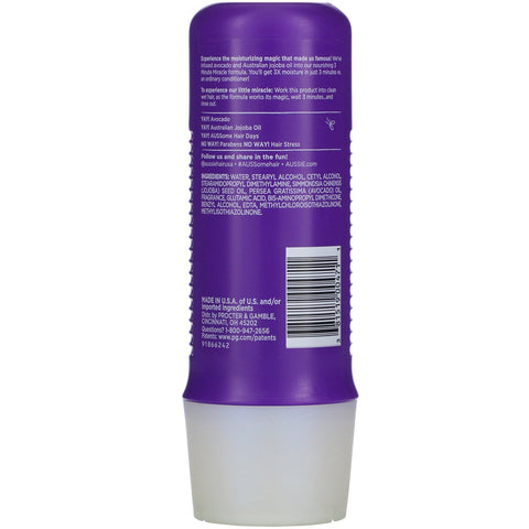 Aussie, 3 Minute Miracle, Moist Deep Conditioner, with Avocado & Australian Jojoba Oil, 8 fl oz (236 ml)