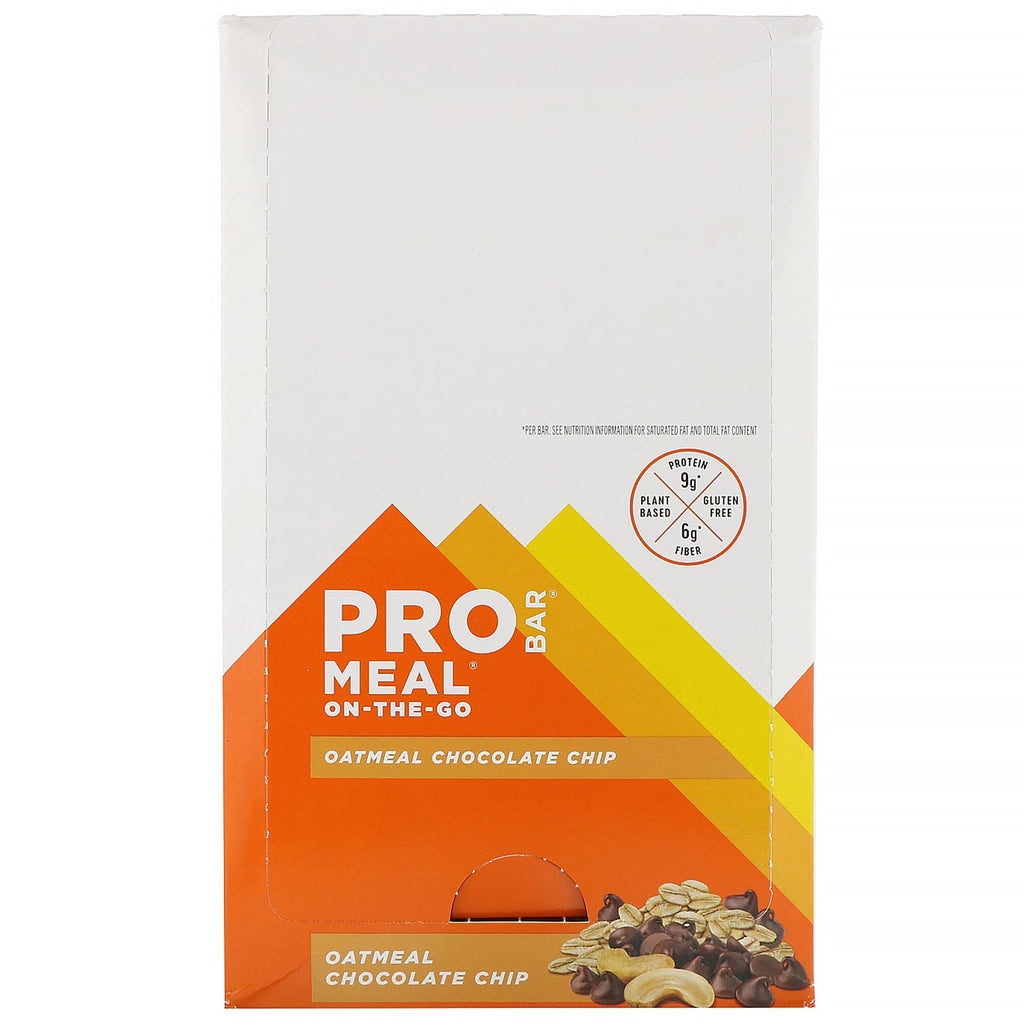 ProBar, Meal-On-The-Go, Havregryn Chocolate Chip, 12 barer, 3 oz (85 g) hver