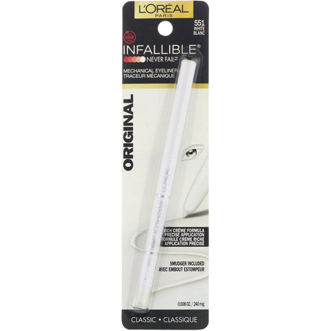 L'Oreal, Infallible Mechanical Eyeliner, Original, 551 White, .008 oz (240 mg)