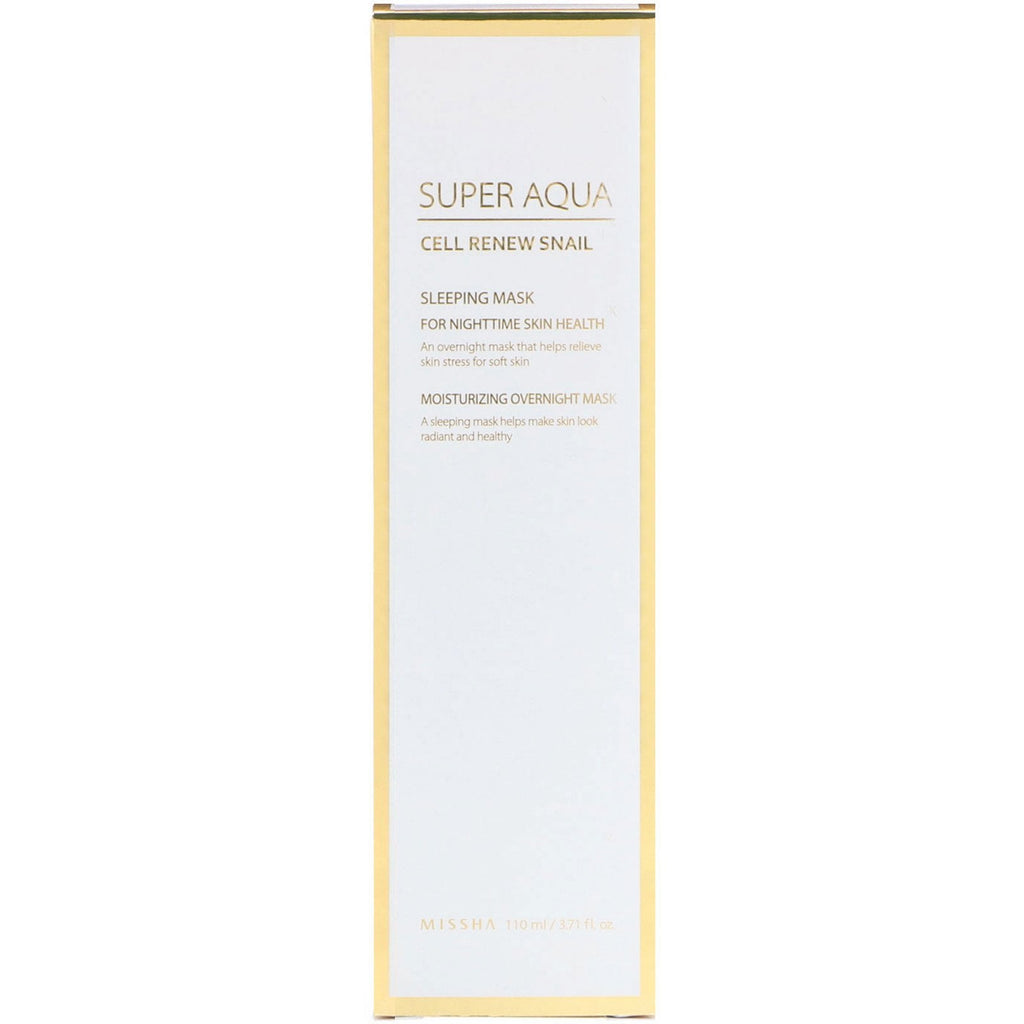 Missha, Super Aqua, Cell Renew Snail, Mascarilla para dormir, 3,7 fl oz (110 ml)