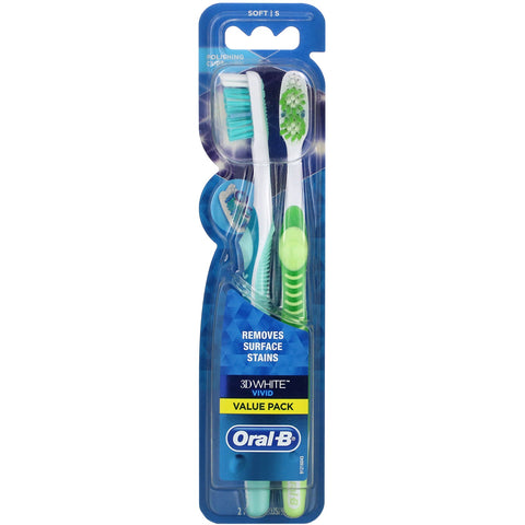 Oral-B, 3D White, Vivid Toothbrush, Soft, 2 Pack