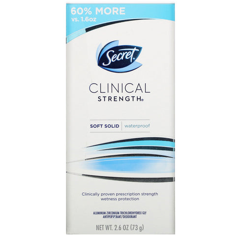 Secret, Clinical Strength, Antiperspirant/Deodorant, Soft Solid, Waterproof, 2.6 oz (73 g)