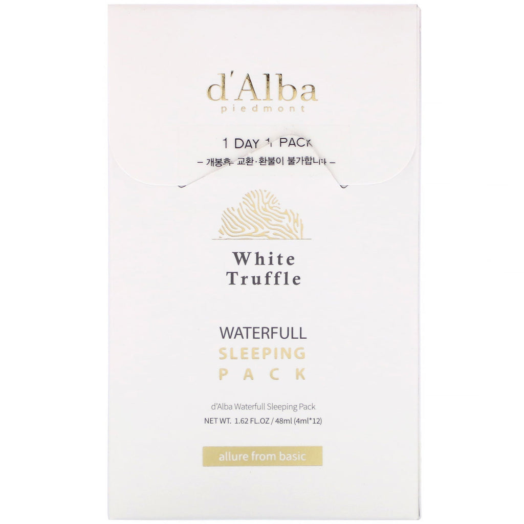 d'Alba, Trufa blanca, Paquete para dormir lleno de agua, 48 ml (1,62 oz. líq.)