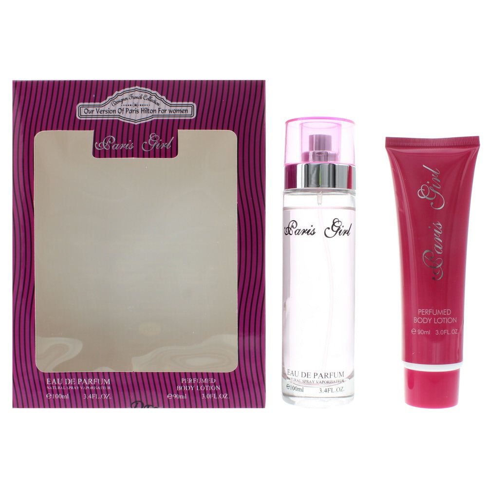 Designer French Collection Paris Girl Eau de Parfum Gift Set : Eau de Parfum 100ml - Body Lotion 90ml