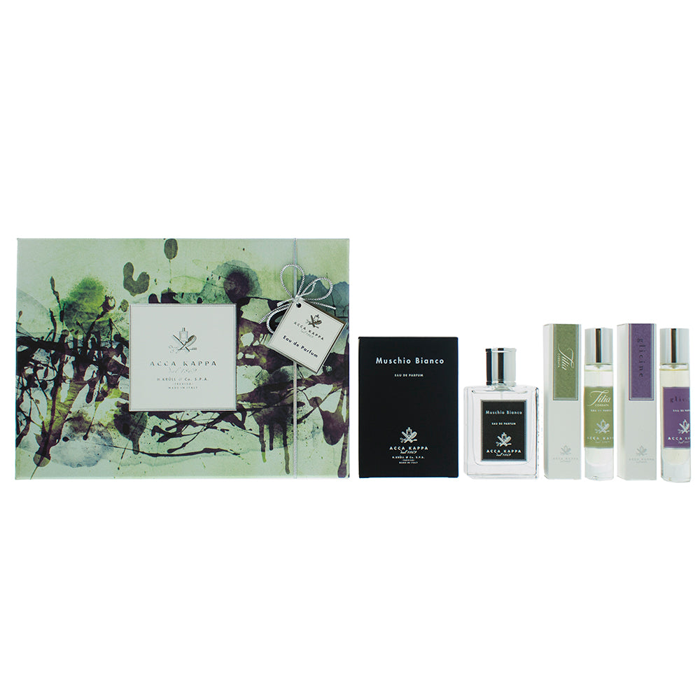 Acca Kappa Eau de Parfum Gift Set : Muschio Bianco 50ml - Tilia Cordata 15ml - Wisteria 15ml