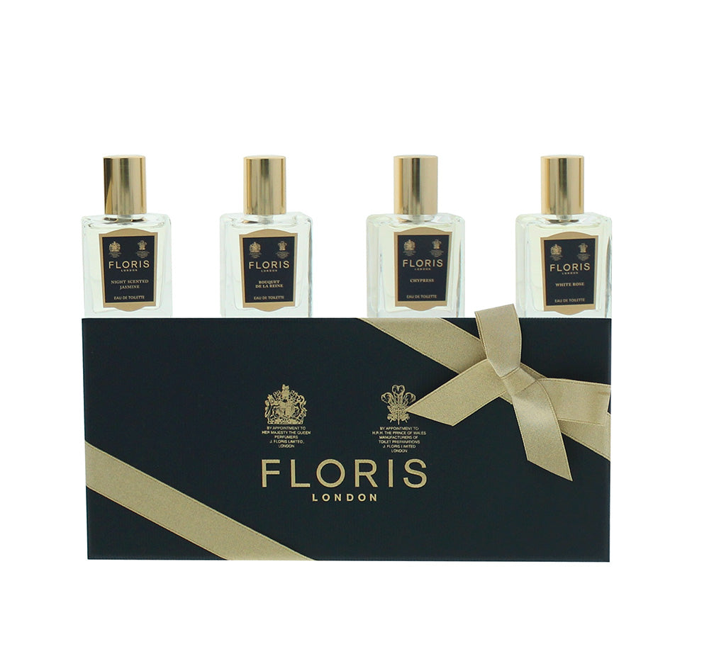 Floris Eau De Toilette 4 Piece Gift Set: Night Scented Jasmine Eau De Toilette 15ml - Bouquet De La Reine Eau De Toilette 15ml - White Rose Eau De Toi