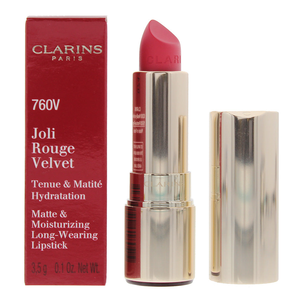 Clarins Joli Rouge Velvet Matte & Moisturizing Long Wearing Lipstick 760V Pink Cranberry 3.5g