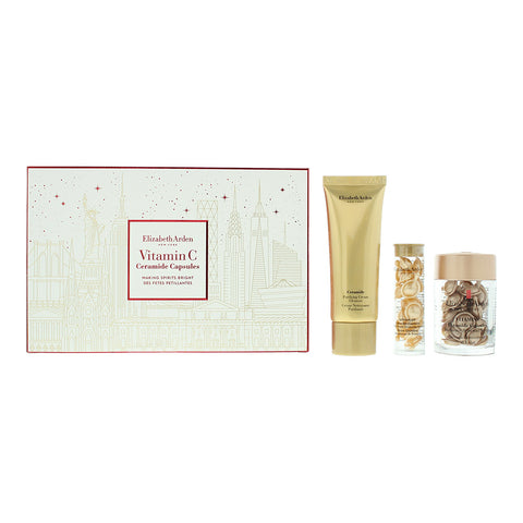 Elizabeth Arden Vitamin C 3 Piece Gift Set: Ceramide Radiance Renewal Serum Capsules 30pcs - Ceramide Daily Youth Restoring Serum Capsules 14pcs - Ceramide Cream Cleanser 50ml