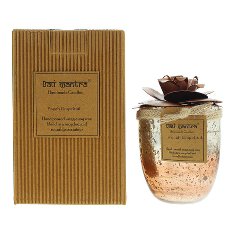 Bali Mantra Camellia Glass Copper Peach Grapefruit Candle 500g