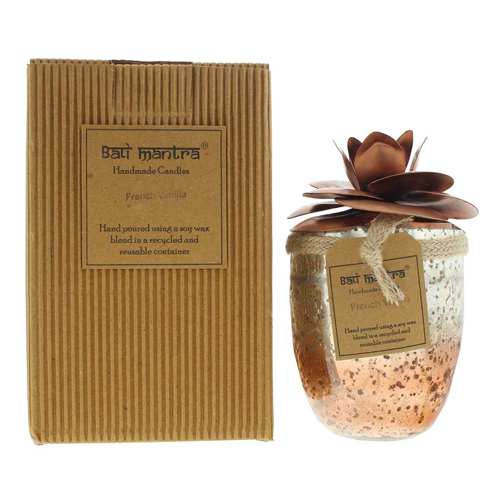 Bali Mantra Camellia Glass Copper French Vanilla Candle 500g