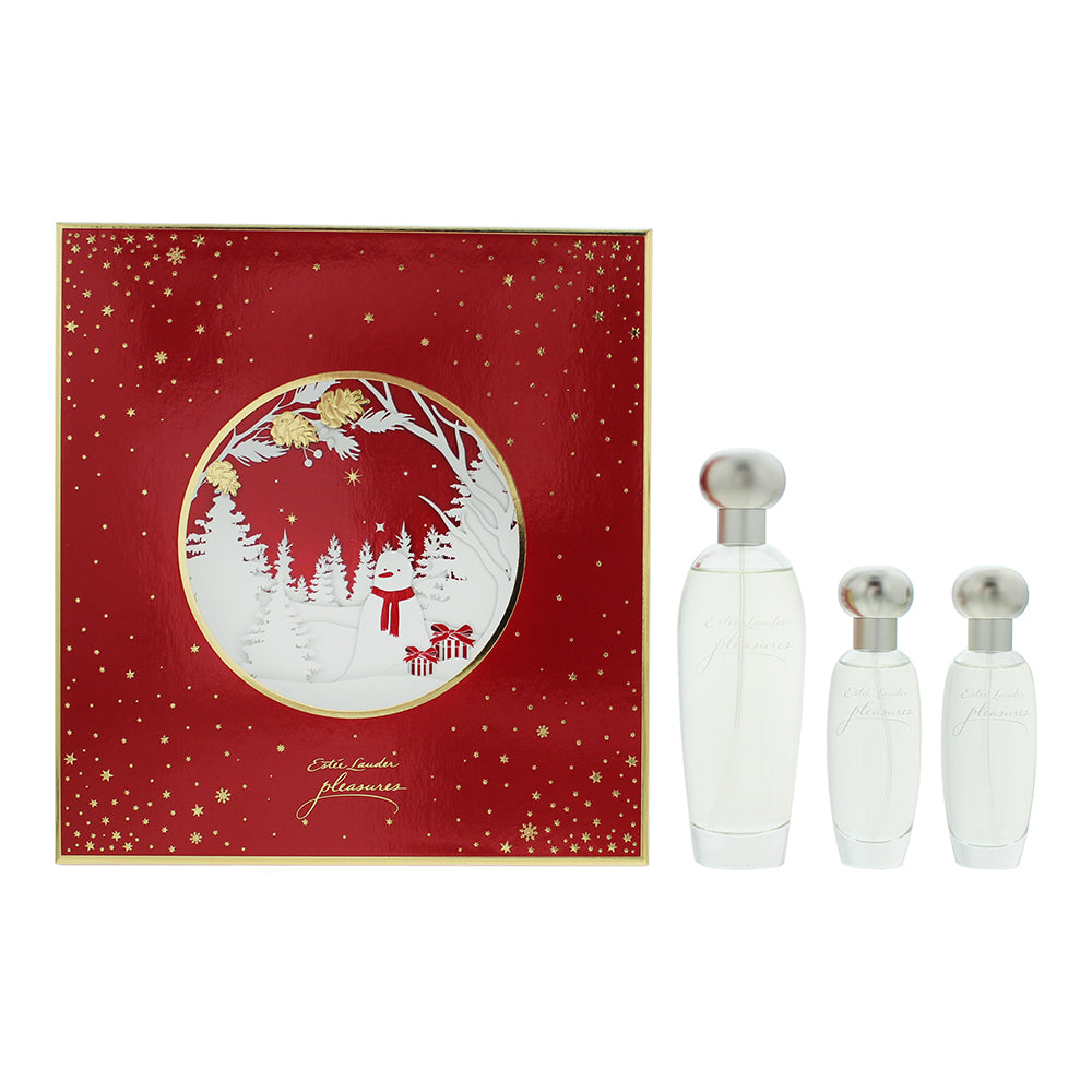 Estée Lauder Pleasures 3 Piece Gift Set: Eau de Parfum 100ml - Eau de Parfum 30ml - Eau de Parfum 30ml