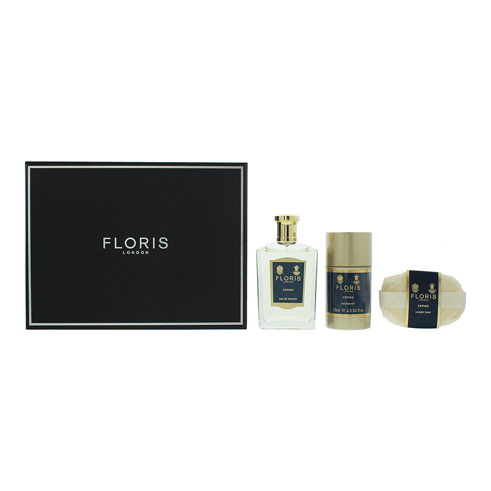 Floris Cefiro 3 Piece Gift Set: Eau de Toilette 100ml - Soap 100g - Deodorant Stick 75ml