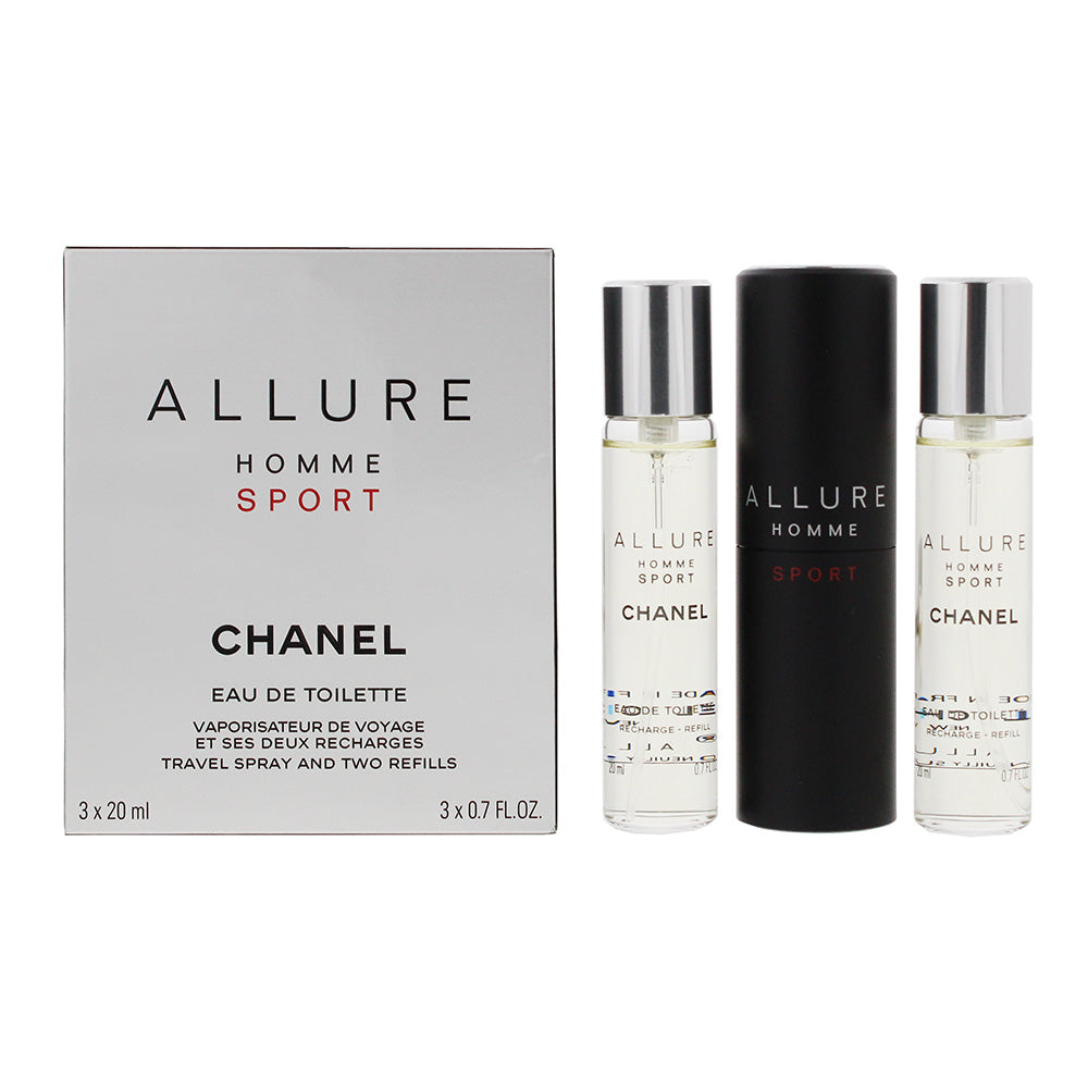 Chanel Allure Homme Sport Travel Spray  With Refills Eau de Toilette 3 x 20ml