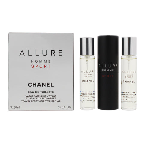 Chanel Allure Homme Sport Travel Spray  With Refills Eau de Toilette 3 x 20ml