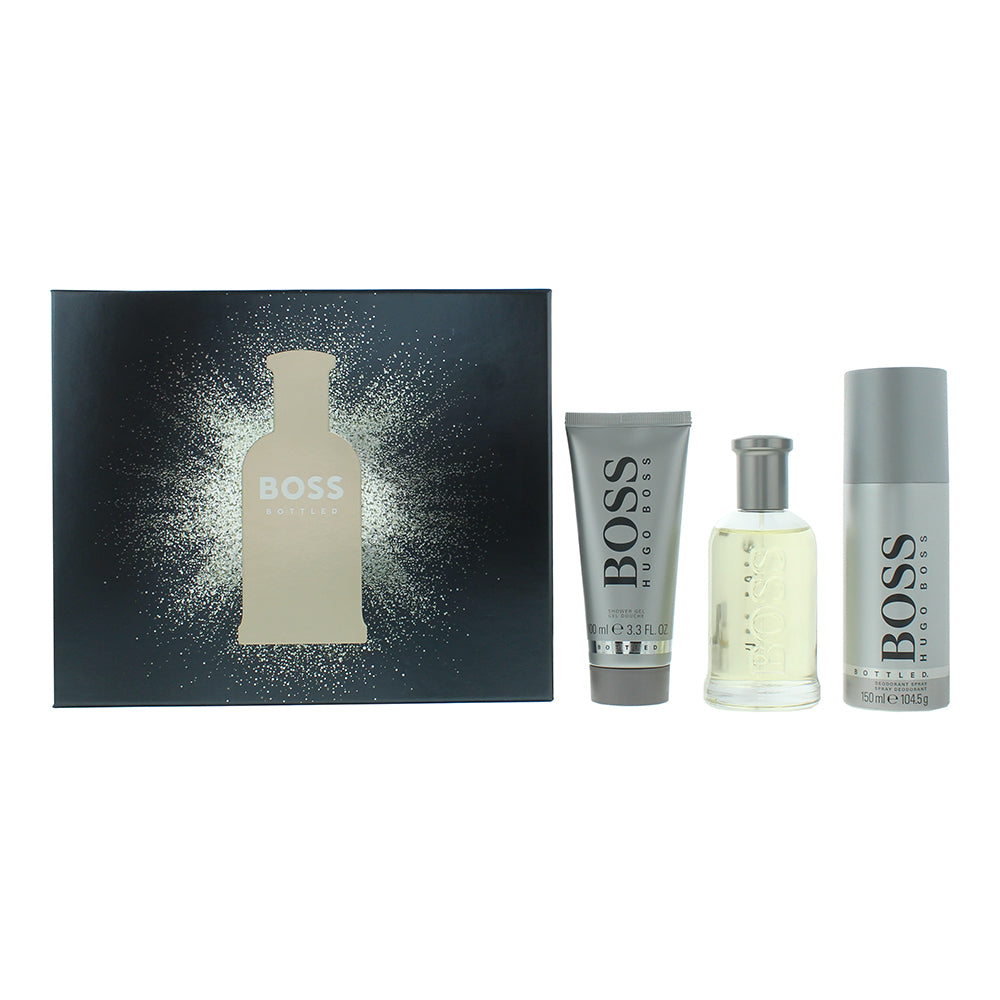 Hugo Boss Bottled 3 Piece Gift Set: Eau de Toilette 100ml - Shower Gel 100ml - Deodorant Spray 150ml