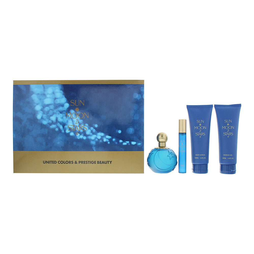 Sun Moon Stars By United Colors & Prestige Beauty 4 Piece Gift Set: Eau de Toilette 100ml - Eau de Toilette 10ml - Body Lotion 100ml - Shower Gel 100m