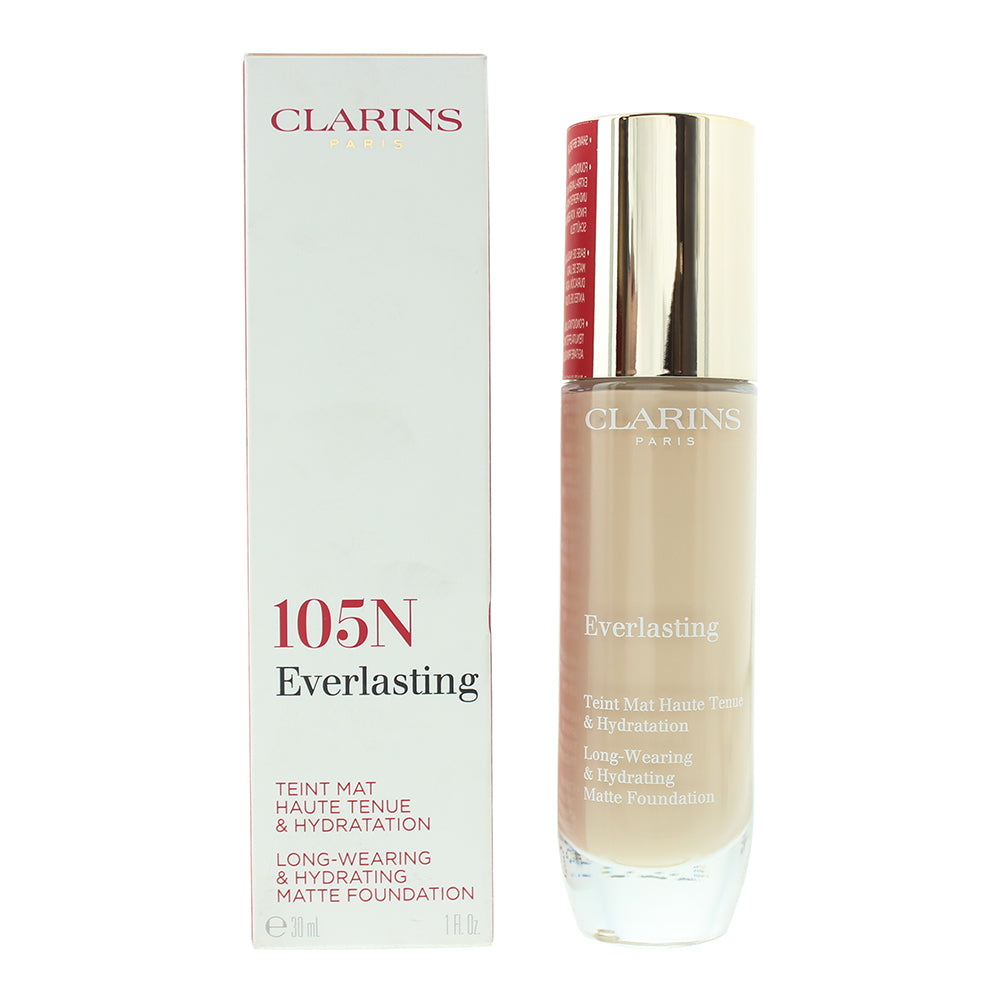 Clarins Everlasting Long Wearing & Hydrating 105N Nude Matte Foundation 30ml