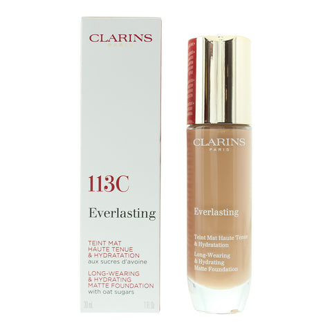 Clarins Everlasting Long Wearing & Hydrating 113C Chestnut Matte Foundation 30ml