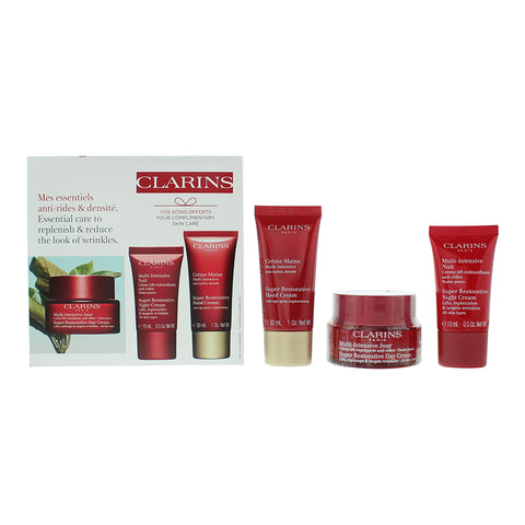 Clarins Super Restorative 3 Piece Gift Set: Day Cream 50ml - Night  Cream 15ml - Hand Cream 30ml