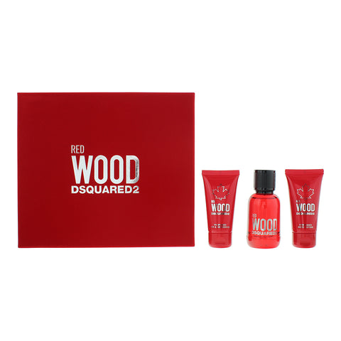 Dsquared2 Red Wood 3 Piece Gift Set: Eau de Toilette 50ml - Body Lotion 50ml - Shower Gel 50ml