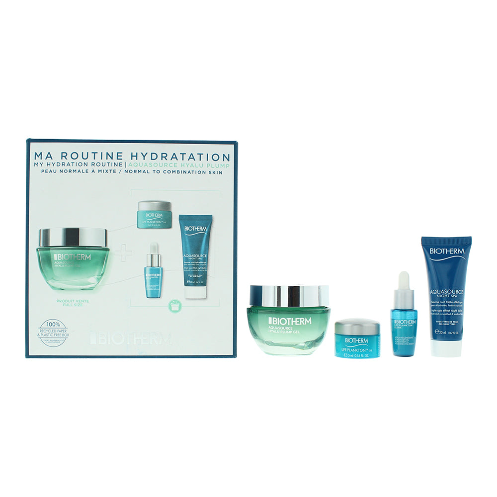 Biotherm Aquasource Hyalu Plump Gel 4 Piece Gift Set: Gel 50ml - Night Balm 20ml - Serum 7ml - Eye Cream 5ml