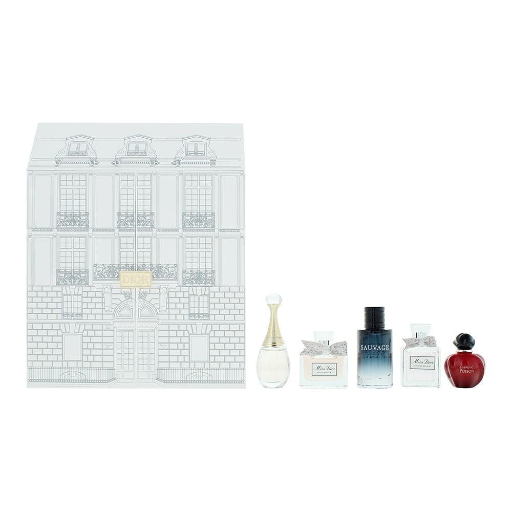 Dior 5 Piece Gift Set:  2 x Eau de Parfum 5ml - 2 x Miss Dior Blooming Bouquet  Hypnotic Poison Eau de Toilette 5ml- 1 x Sauvage Eau de Toilette 10ml