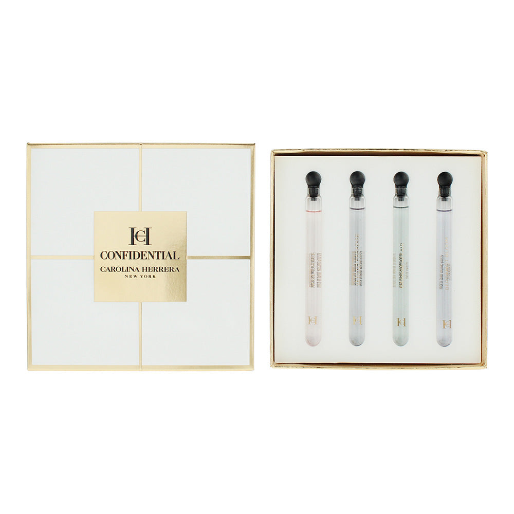 Carolina Herrera Confidential 4 Piece Gift Set: Eau De Toilette 4ml Mini Set: Oeange Affair + Bergamot Bloom + Vetiver Paradise + Rose Cruise