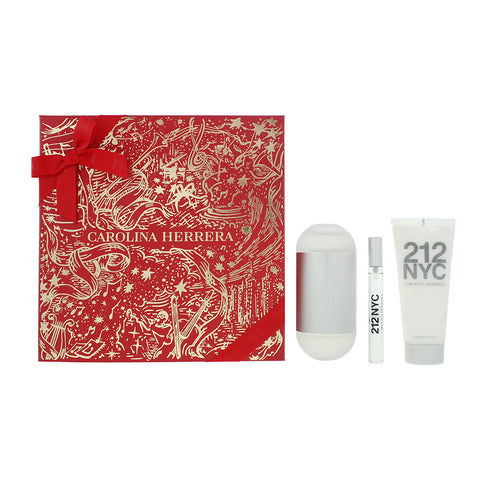 Carolina Herrera 212 Nyc 3 Piece Gift Set: Eau de Toilette 100ml - Eau de Toilette 10ml - Body Lotion 100ml