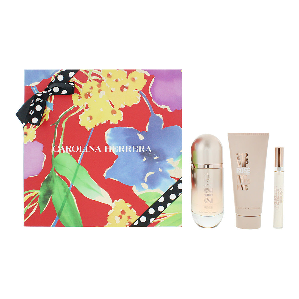 Carolina Herrera 212 Vip Rose 3 Piece Gift Set: Eau de Parfum 80ml - Eau de Parfum 10ml - Body Lotion 100ml