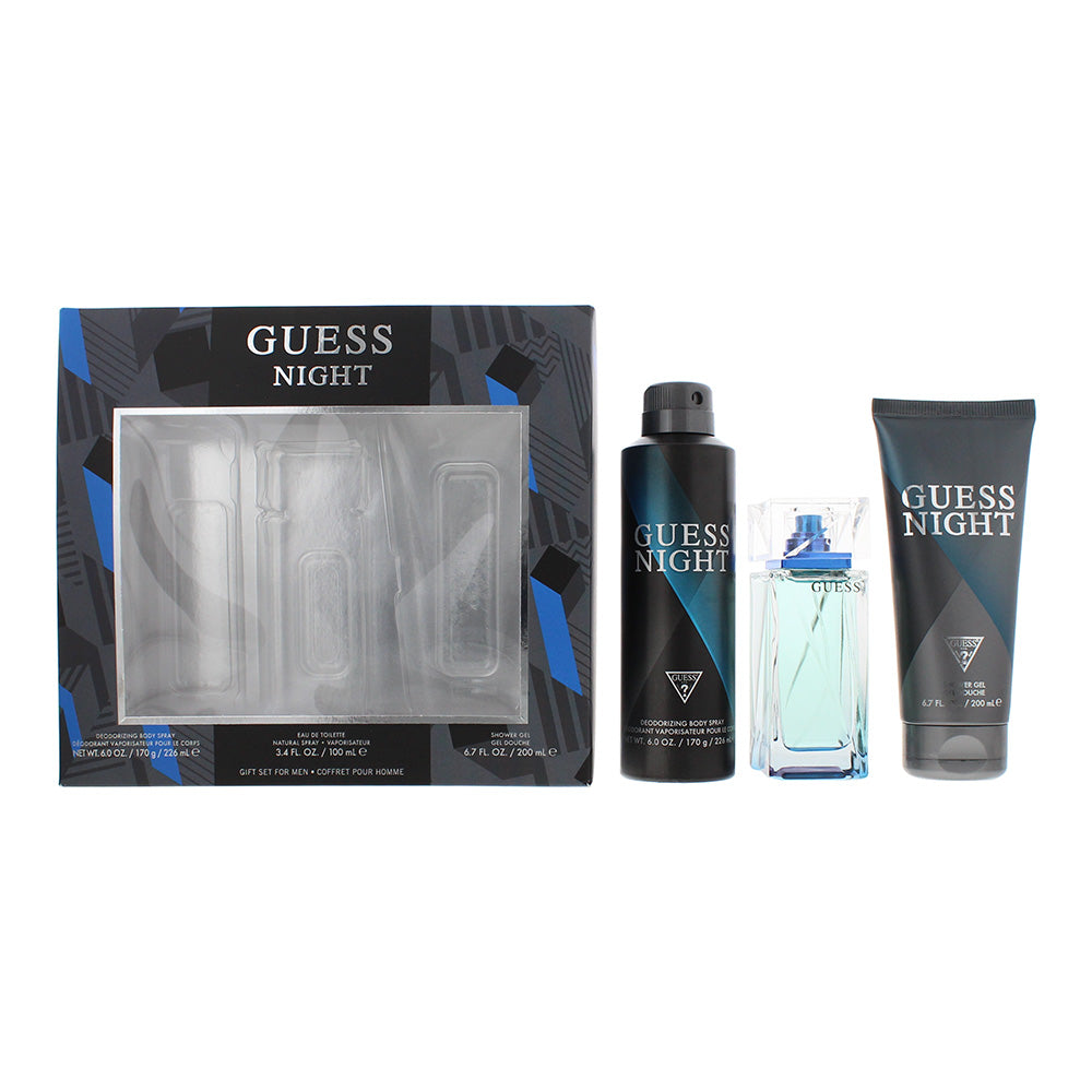 Guess Night 3 Piece Gift Set: Eau de Toilette 100ml - Shower Gel 200ml - Body Sp