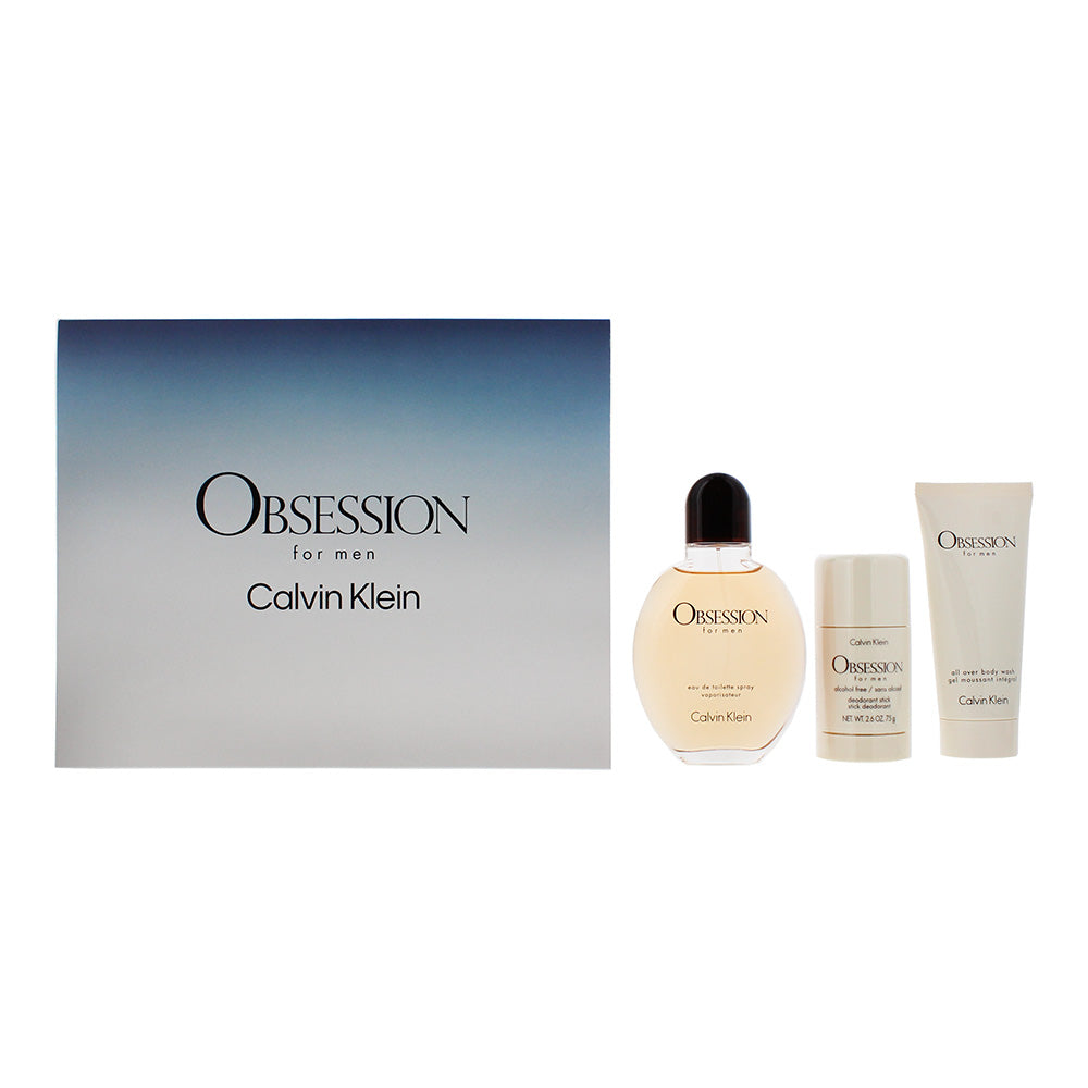 Calvin Klein Obsession For Men 3 Piece Gift Set: Eau de Toilette 125ml - Hair &