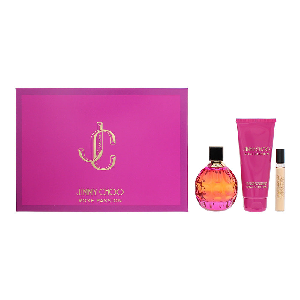 Jimmy Choo Rose Passion 3 Piece Gift Set: Eau de Parfum 100ml - Eau de Parfum 7.