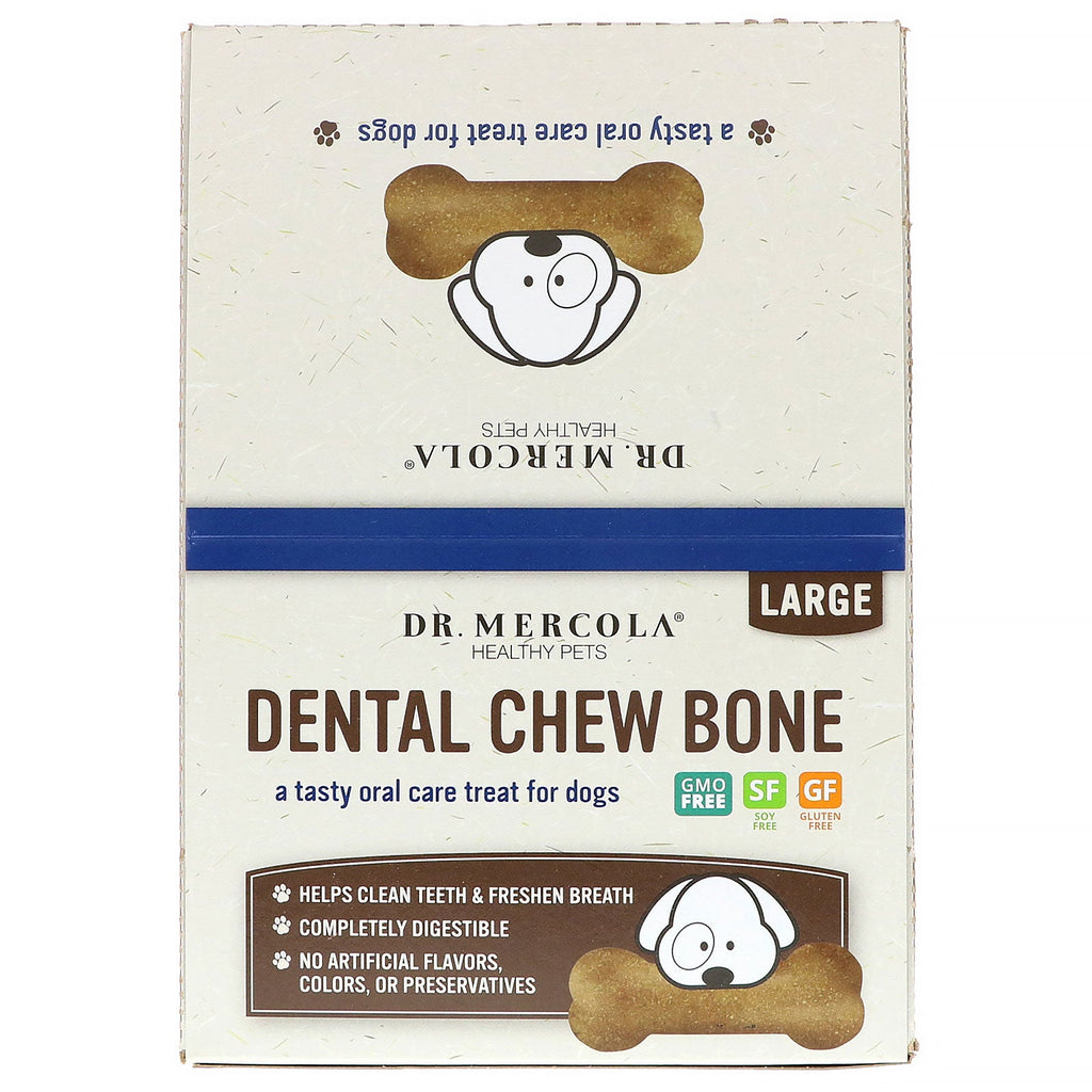 Dr. Mercola, dental tyggeknogle, stor, til hunde, 12 knogler, 2,15 oz (61 g) hver