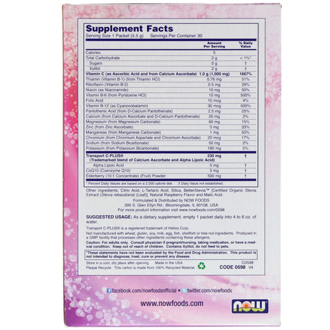 Now Foods, Effer-C, mezcla de bebida efervescente, saúco, 30 paquetes, 5,82 oz (165 g)